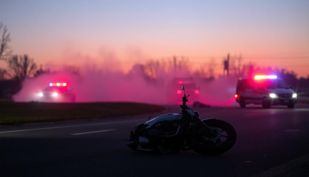 Akron motorcycle accident scene